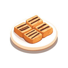 My Simple flat 2D icon of a grilled tofu isolated on a transparent background, vector, flat design, animation design, simple flat 2D icon, minimalist design