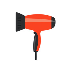 My Simple flat 2D icon of a red hair dryer isolated on a transparent background, vector, flat design, animation design, simple flat 2D icon, minimalist design