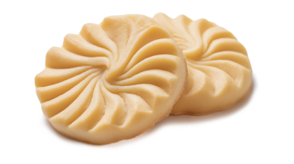 One side of two butter cookies isolated on a white background