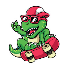 Dino Skateboarder with Cool Sunglasses