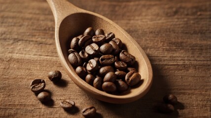 Rustic Coffee Composition with Wooden Spoon – 4K Minimalist Food Photography
