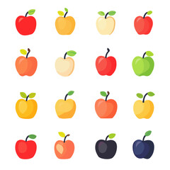 A Simple flat 2D icon ice apple collection isolated on a transparent background, vector, flat design, animation design, simple flat 2D icon, minimalist design, clipart, illustration