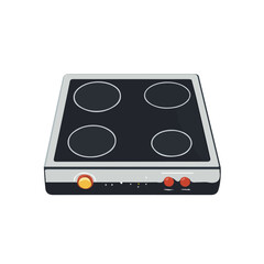 A Simple flat 2D icon induction cooktop isolated on a transparent background, vector, flat design, animation design, simple flat 2D icon, minimalist design, clipart, illustration