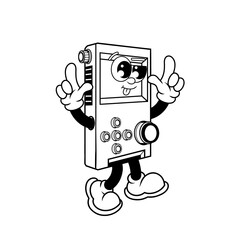 Fototapeta premium Retro character design from comedian console game outline