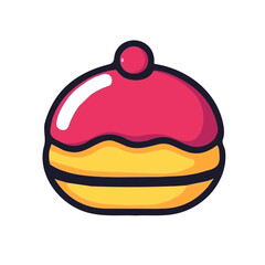 A Simple flat 2D icon jelly-filled donut isolated on a transparent background, vector, flat design, animation design, simple flat 2D icon, minimalist design, clipart, illustration