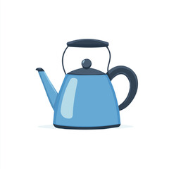 A Simple flat 2D icon kettle isolated on a transparent background, vector, flat design, animation design, simple flat 2D icon, minimalist design, clipart, illustration