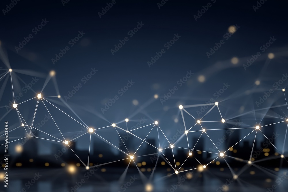 Fototapete the abstract background of network technology in cyberspace science features a mesh tech and blue de