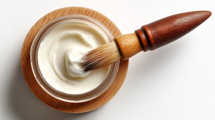 Cream and a brush laid on a towel, ideal for gaining skincare and beauty routine knowledge