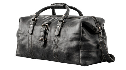 Naklejka premium a black leather bag with a handle and a zipper