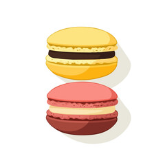 A Simple flat 2D icon vector macaron set collection isolated on a transparent background, vector, flat design, animation design, simple flat 2D icon, minimalist design, clipart