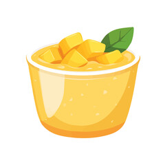 My Simple flat 2D illustration of mango pudding isolated on a transparent background, eps, vector, flat design, animation design, simple flat 2D icon, clipart