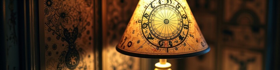 Naklejka premium Antique nautical-themed lamp illuminates room with elegant compass design