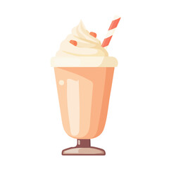 My Simple flat 2D illustration milkshake with straw isolated on a transparent background, vector, flat design, animation design, simple flat 2D icon, clipart
