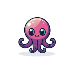 My Simple flat 2D illustration of a octopus isolated on a transparent background, vector, flat design, animation design, simple flat 2D icon, clipart