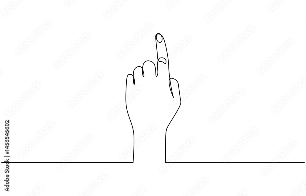 Aufkleber continuous line drawing hand pointing direction finger, one line drawing hand pointing gesture. fing