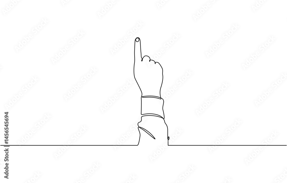 Poster continuous line drawing hand pointing direction finger, one line drawing hand pointing gesture. fing