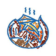 roasted chestnut autumn season icon doodle illustration