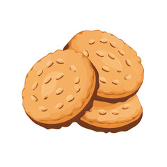 My Simple flat 2D illustration of a peanut butter cookies isolated on a transparent background, vector, flat design, animation design, simple flat 2D icon, clipart