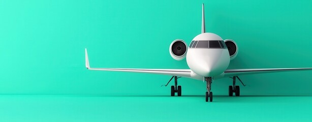 Modern Jet Aircraft on Solid Color Background in Stylish Design