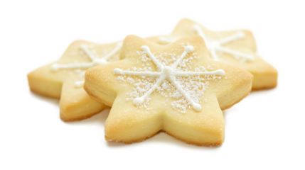 One side of two butter cookies isolated on a white background