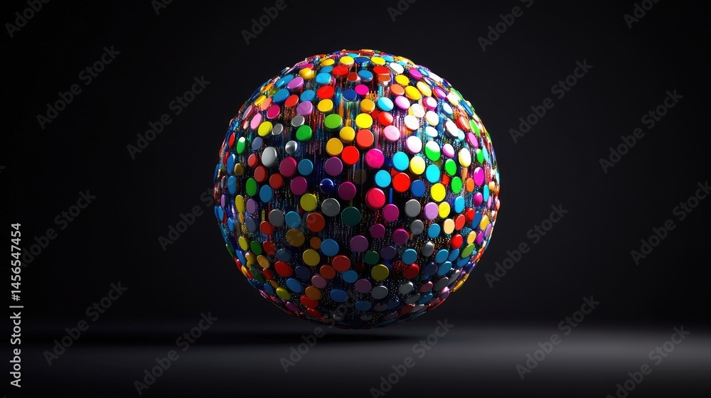 Aufkleber Shiny abstract halftone pattern of colorful dots arranged in a vibrant sphere