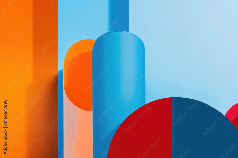 Poster the abstract picture of blue and orange shape repetitive pattern polygon geometry background, geomet
