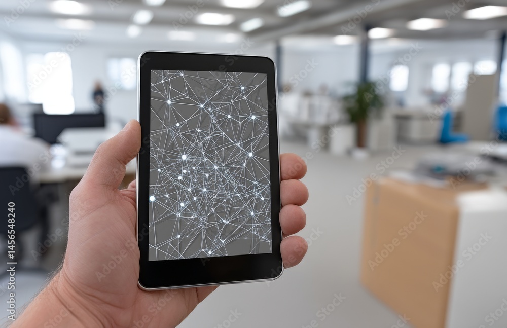 Aufkleber an individual engages with a cutting-edge digital mobile device, where their hands make contact with