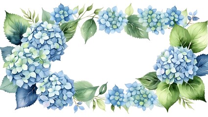 Blue Hydrangea Floral Frame Design for Elegant Backgrounds
