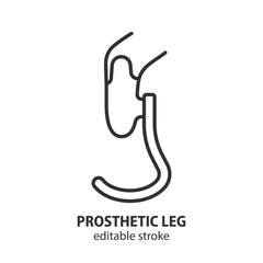 Prosthetic leg for running icon. Artificial limb vector symbol. Editable stroke.