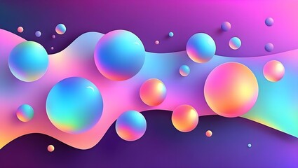 Colorful Abstract Background with Floating Bubbles and Shimmering Effects
