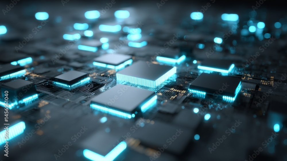 Poster a minimalist cybernetic circuit background featuring a futuristic technology concept set against emp