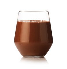 Tasty chocolate milk in glass isolated on white