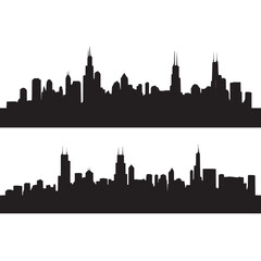 Obraz premium Vector silhouette set of Chicago skyline on white background 