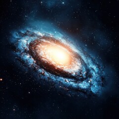 Beautiful Spiral Galaxy with Bright Core in Deep Space Background