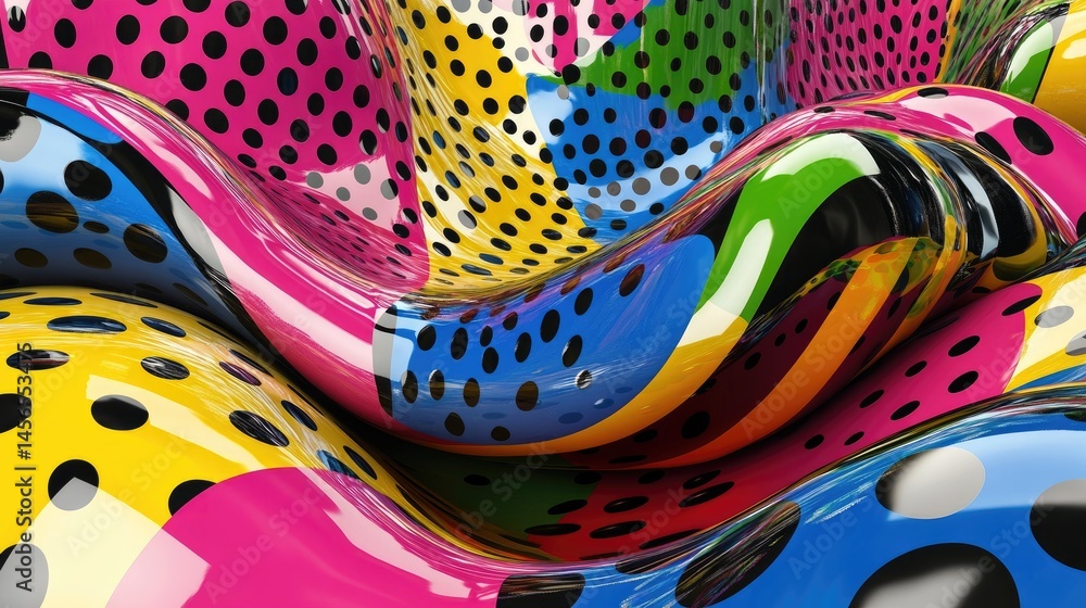 Fototapete Retro-style dot pattern with a shiny glossy finish and gradient sphere layout