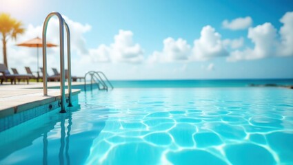 Piscina del complejo con agua vibrante que brilla a la luz del sol