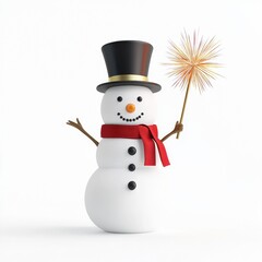 Playful Snowman with Top Hat and Sparkler for Winter Celebrations