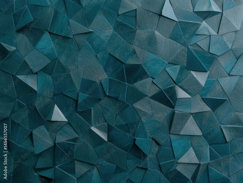 Aufkleber textured mosaic of triangular shapes in teal color palette