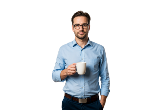 Confident Man Enjoying Morning Coffee A Casual Portrait