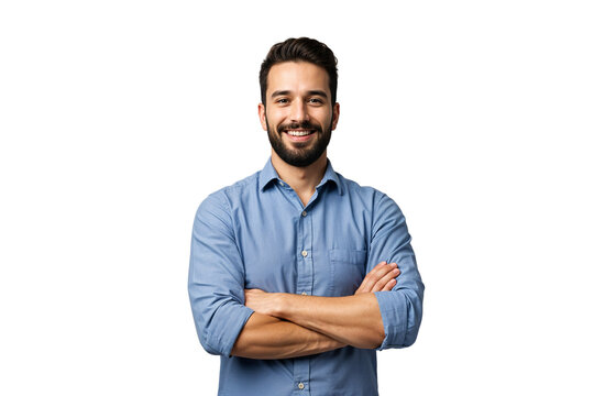 Confident Man Portrait  Smiling, Arms Crossed, Professional Image