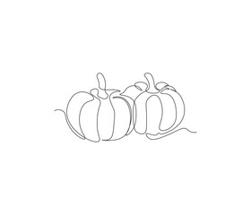 One continuous line drawing of pumpkin fruit vegetable. single line illustration of seasonal fruit concept. editable stroke