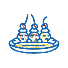 banana split sweet food icon doodle illustration