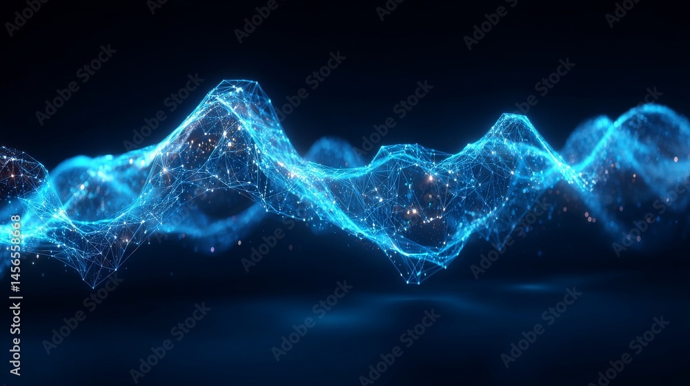 Poster futuristic technology is depicted through abstract polygonal shapes in an ai generated image with a 
