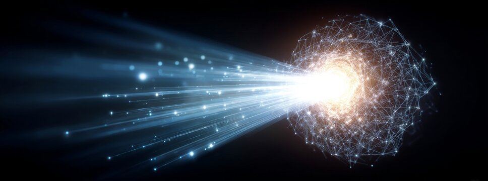 A banner for a technology webpage featuring a futuristic design with a predominantly blue color scheme