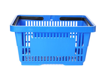 One blue shopping basket isolated on white