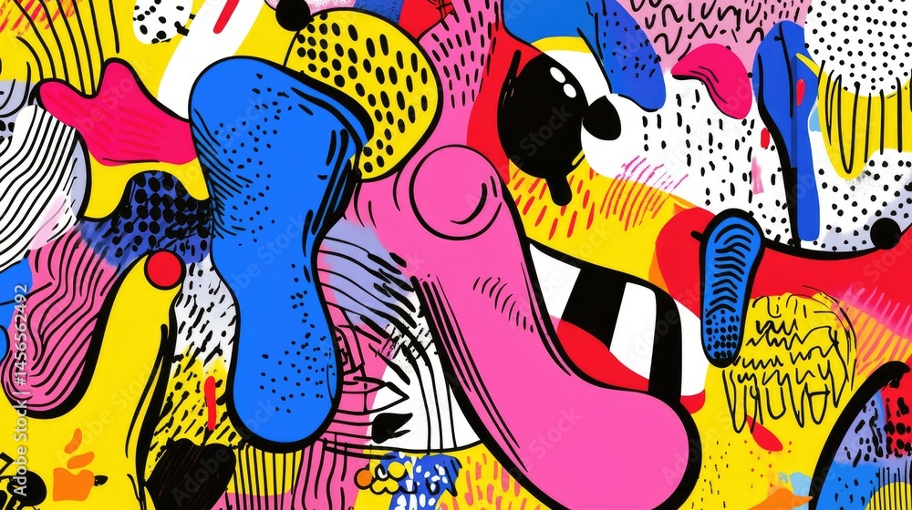 Poster Pulsating pop art background with flowing colors and beat-driven motion in an abstract scene