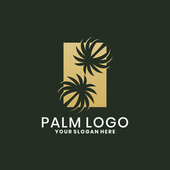 Luxury palm tree logo design template