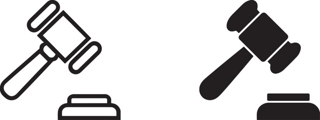  Black Gavel Hammer Justice Auction Icon Set