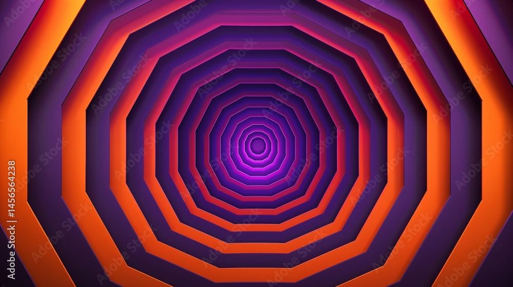 Poster abstract geometric shapes create a mesmerizing spiral effect in vibrant colors