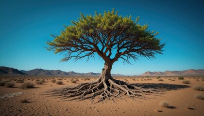 Fototapeta premium Solitary Tree in the Namib Desert: A Symbol of Resilience